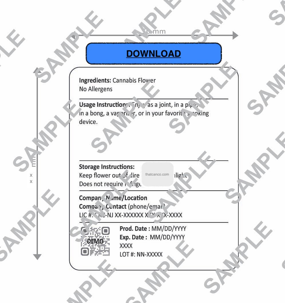 New Jersey  Manufacturer Info Label-Flower (DOWNLOAD)
