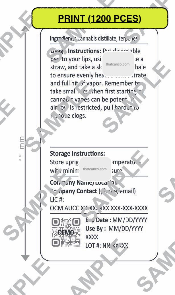 New York Manufacturer Info Label-Disposable Vape (PLUG&PRINT)
