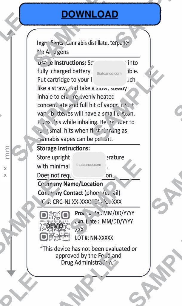 New Jersey Manufacturer Info Label- Vape Cart (DOWNLOAD)