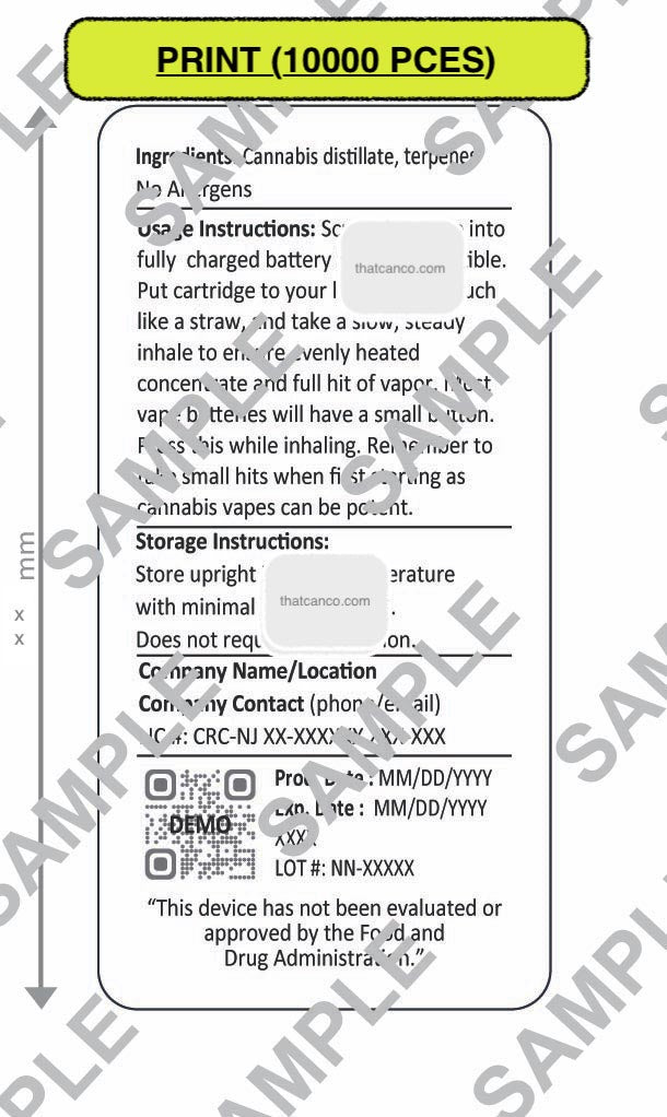 New Jersey Manufacturer Info Label-Vape Cart (PLUG&PRINT)