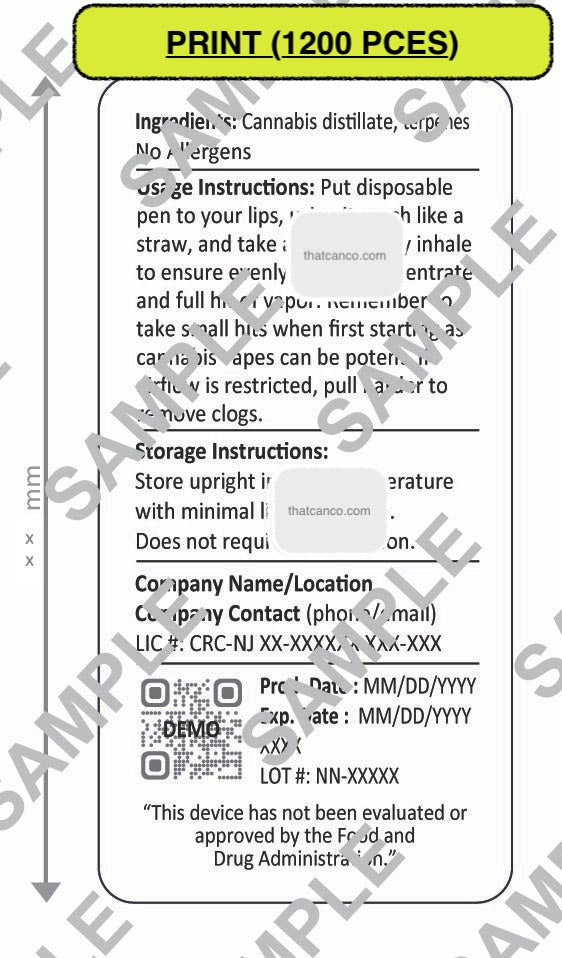 New Jersey Manufacturer Info Label-Disposable Vape (PLUG&PRINT)