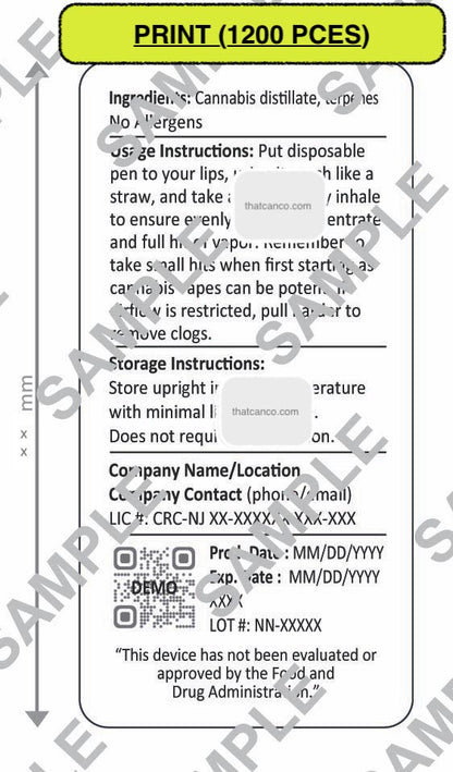 New Jersey Manufacturer Info Label-Disposable Vape (PLUG&PRINT)