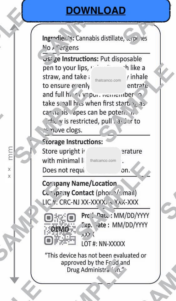 New Jersey Manufacturer Info Label-Disposable Vape (DOWNLOAD)