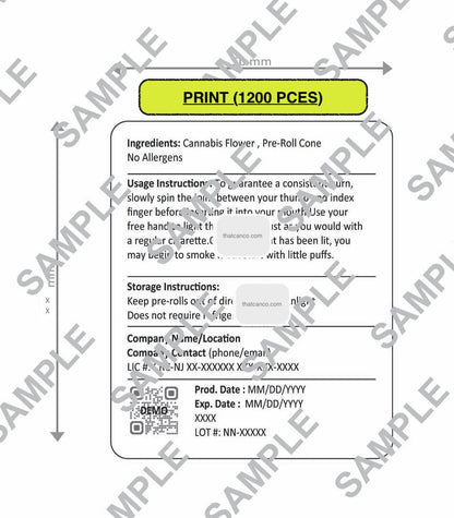 New Jersey  Manufacturer Info Label-Pre-Roll (PLUG&PRINT)