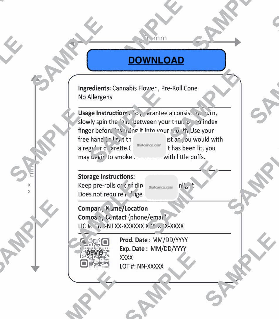 New Jersey  Manufacturer Info Label-Pre-Roll (DOWNLOAD)