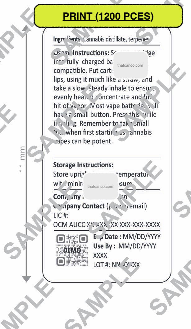 New York Manufacturer Info Label-Vape Cart (PLUG&PRINT)