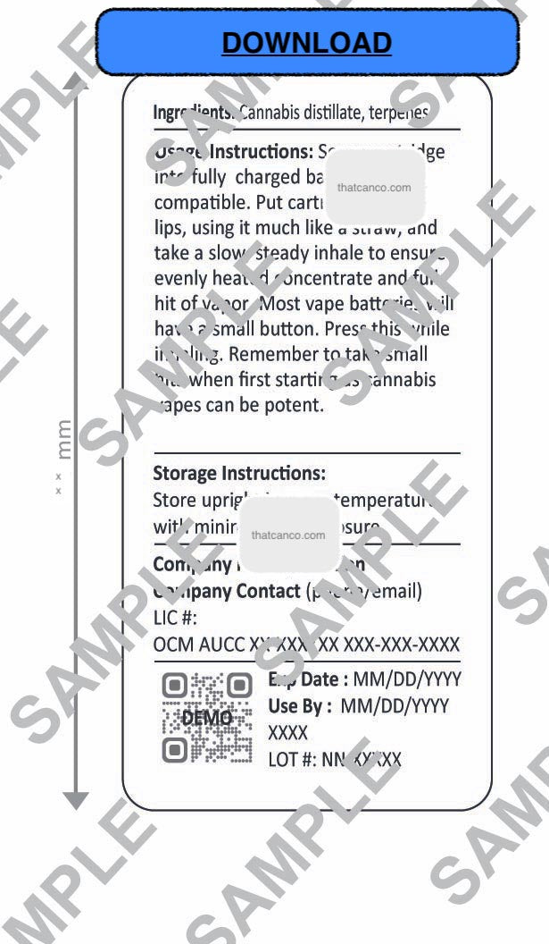 New York Manufacturer Info Label-Vape Cart (DOWNLOAD)