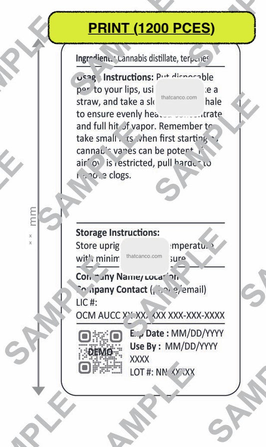 New York Manufacturer Info Label-Disposable Vape (PLUG&PRINT)