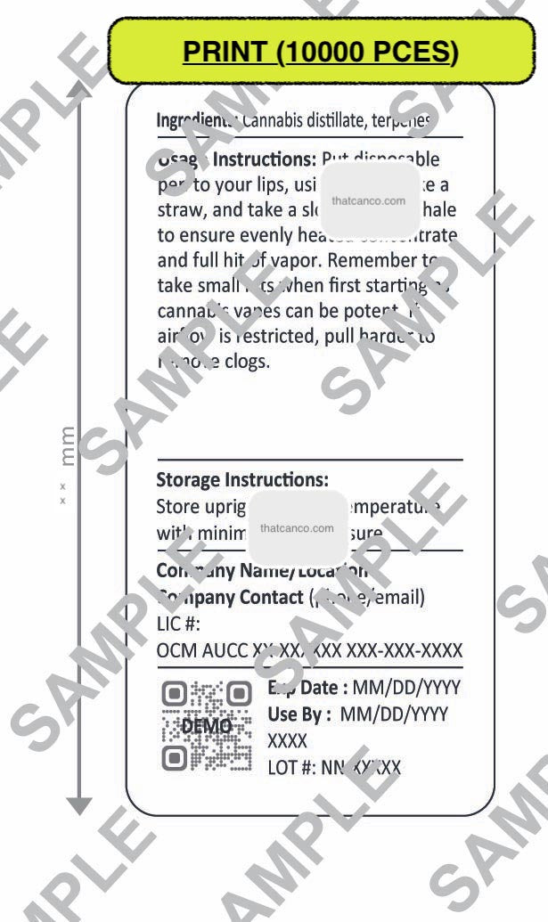 New York Manufacturer Info Label-Disposable Vape (PLUG&PRINT)