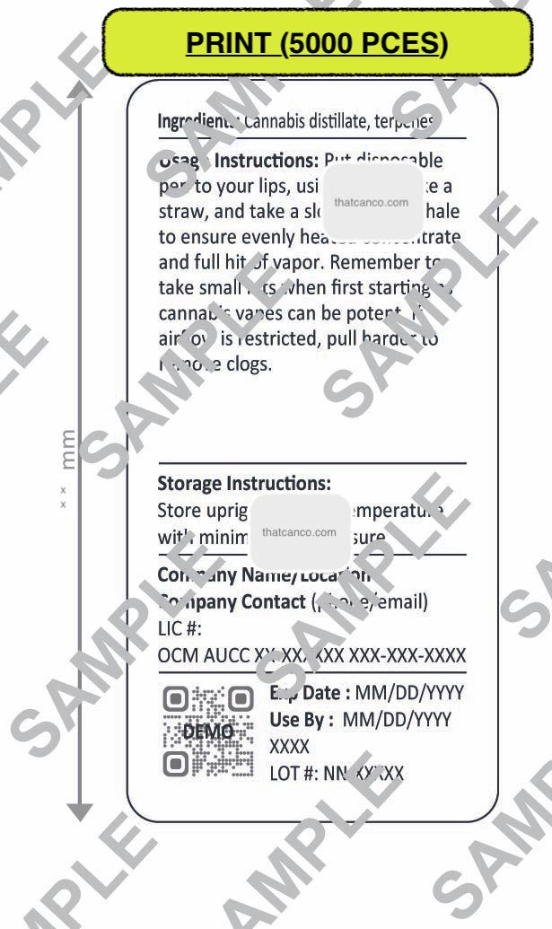 New York Manufacturer Info Label-Disposable Vape (PLUG&PRINT)