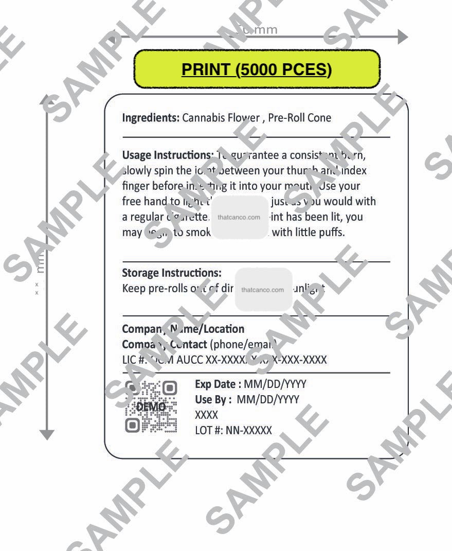 New York Manufacturer Info Label-Pre-Roll (PLUG&PRINT)