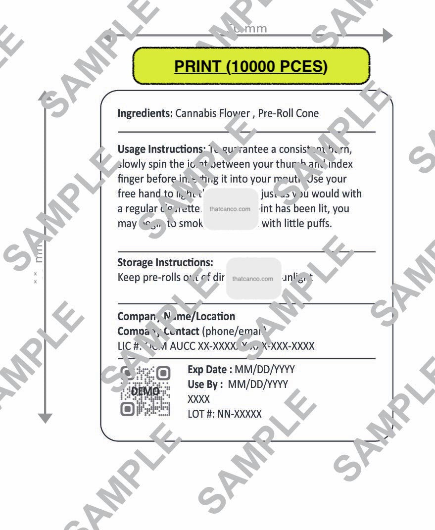 New York Manufacturer Info Label-Pre-Roll (PLUG&PRINT)